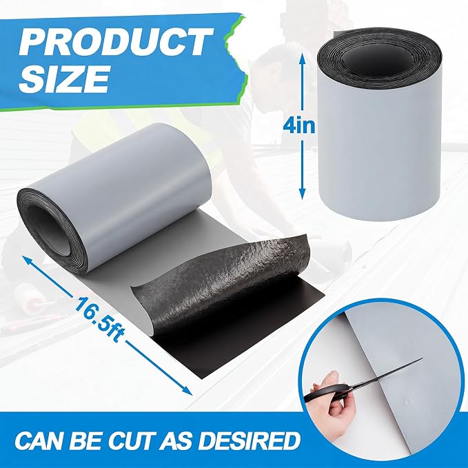 4in x 16.5ft Roof Waterproof Tape, Heavy-Duty TPU Self-Adhesive Leak Repair for Small Crack Sealing, Window Frames, RV Edge, Flashing & Quick Home Emergency Waterproof Fix (Gray)