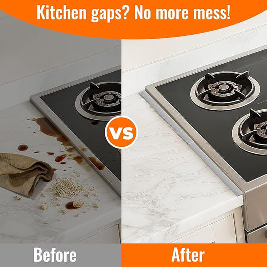 Stove Gap Covers Stainless Steel, 2 Pack Stove Gap Filler for Kitchen, Range Trim Kit for Counter Sink, Adjustable Length 13" to 28" Heat Resistant Stove Guard Between Stove & Countertop, Silver