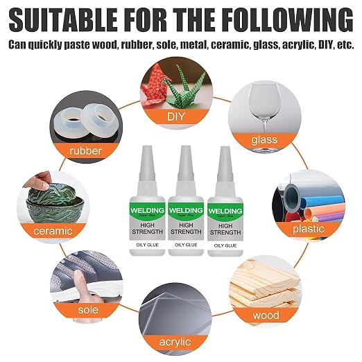 150ml Wood & Parquet Adhesive, Welding High-Strength Oily Glue, Universal Super Glue Gel, Instant Bonding, Strong Adhesion, Repairs Last Long Time for Metal, Wood, Ceramics,Leather, Glass(50g/3PCS)