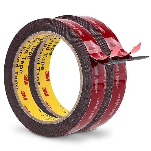 3M Double Sided Tape 0.75" x 15.4 Ft 2 Pack Heavy Duty Mounting Tape 5925 Black Foam Tape Strong Adhesive for Car Décor Home Office Logos