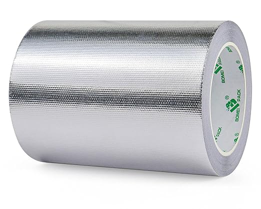 BOMEI PACK Adhesive Aluminum Foil Heat Shield Tape 1 Pack 6inch x 66ft,Barrier Fiberglass Thermal Insulation Reflective Material High Temp Protectionn