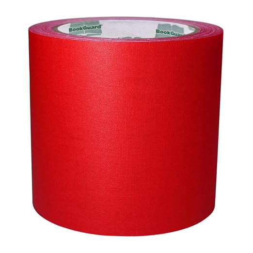 BookGuard 4 inch Premium Bookbinding Repair Cloth Tape, 15 Yard Roll, Red
