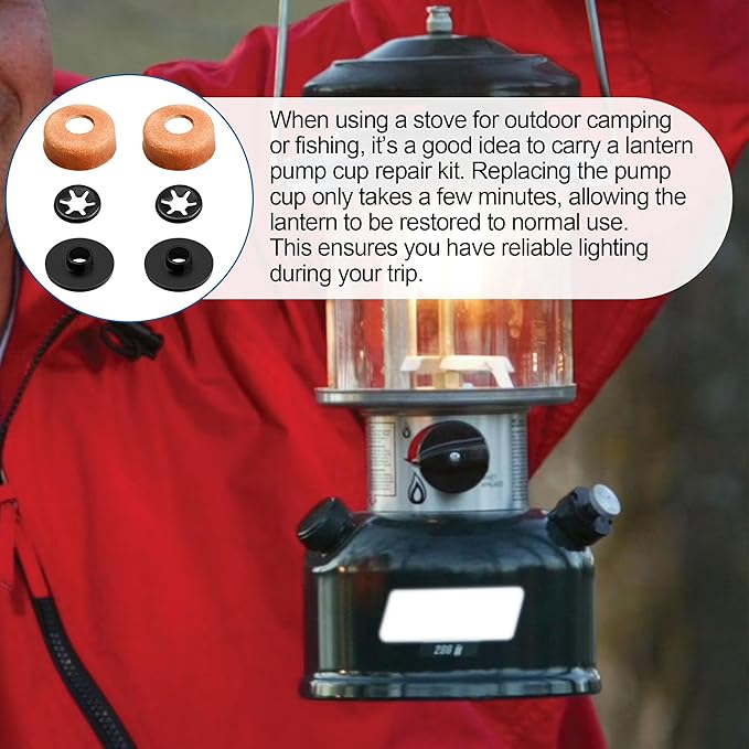 3000005094 Compatible Replacement Pump Cup Kit for Coleman Lanterns & Stoves – Includes Leather Pump Caps, Metal Nuts, and Plastic Caps for Airtight Seal