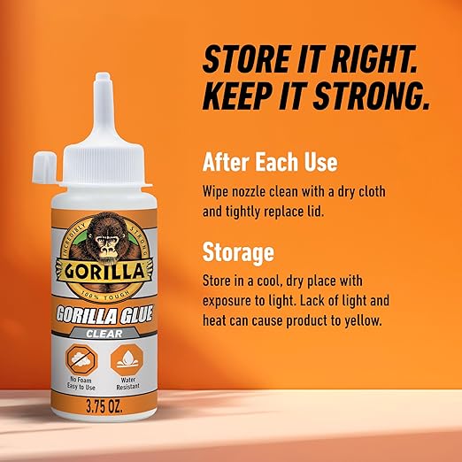 Gorilla Clear Glue, 3.75 Ounce Bottle (Pack of 1) - Crystal Clear, All Purpose, and Water Resistant