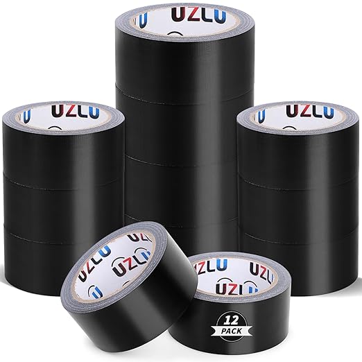 Duct Tape Bulk, Black Duct Tape Heavy Duty, 12 Rolls x 20 Yard x 1.88 Inch Per Roll, Flexible, No Residue, All-Weather and Tear by Hand, Bulk Value for Indoor & Outdoor Repairs, Industrial Use