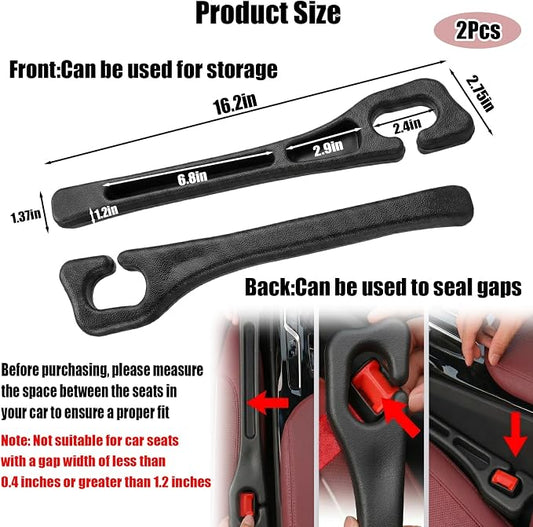 2PCS Car Seat Gap Filler, PU Leather Seat Gap Filler Strip, Anti-Drop Car Seat Gap Plug Catcher, Car Gap Seat Filler Between Seats for Cars SUVs Trucks (Black)