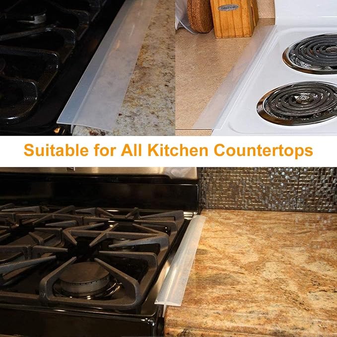 Silicone Gap Covers, (2 PCS) Silicone Stove Gap filler Stopper Kitchen Stove Gap Covers - Flexible Stoves Counter Gap Cover, Food Grade (21 Inches, Semi Clear)