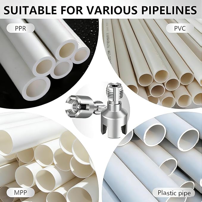 3 Pcs PVC Pipe Threader Repair Kit,Dual-Function Internal & External Pipe Threading Tool for 1/2" & 3/4"& 1" PVC/Plastic Pipes