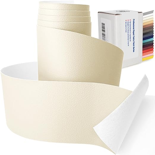 Leather Repair Patch, Creamy White, 3x60 Inch, Self Adhesive, Leather Repair Tape for Furniture, Car Seat Repair, Couch Repair