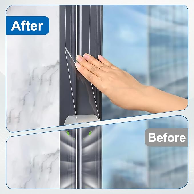Window Weather Sealing Tape 2 Inch x 33 FT Weather Stripping Residue-Free Clear Window Insulation Caulk Tape for Doors Windows and Shower Glass Gaps Bathroom