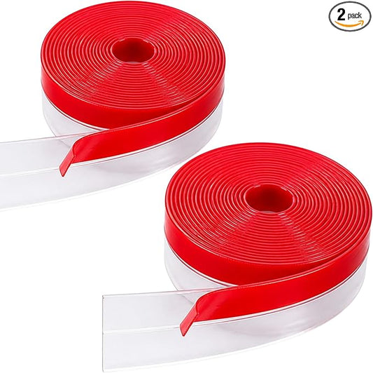 Clear Weather Stripping Tape - Door Draft Stopper Under Door Seal Strip | Window Insulation Silicone Adhesive Tape, Heavy Duty Bottom Stripping, 10M (33Ft) Total, 2-Pack