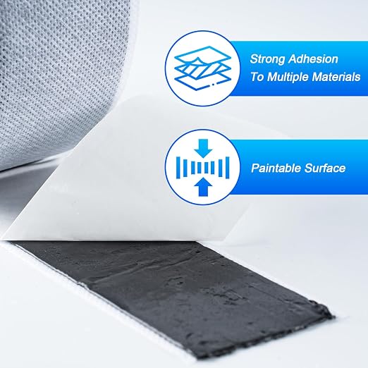 LLPT Butyl Sealing Tape 4" x 50 Ft Nonwoven Fabric Cover 1 Pack | Vapor Permeable, Waterproof Sealing, Non-hardening, Weather Resistant for Wet Areas Bathroom Pool Roof Pipe Joint Repair