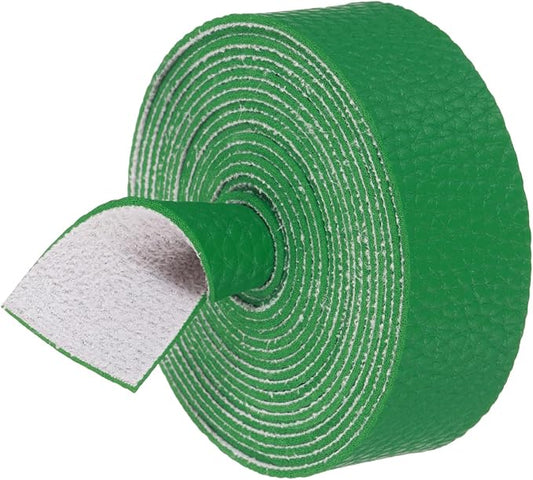 MECCANIXITY Faux Leather Strap, 1" Width x 98" Long Grained Leather Belt Strip Trim Roll for DIY Craft Projects, Pet Collars, Traction Ropes, Bag Straps, Hobby Workshop (Green)