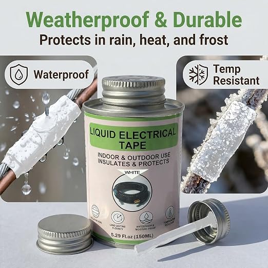 Wire Equipment Repair Liquid Electrical Tape 5.29OZ (150ml) Insulating Glue Quick-Drying Waterproof & High Temperature Resistant Liquid Wire Insulation Rubber with Brush Cap for Wires, Cables