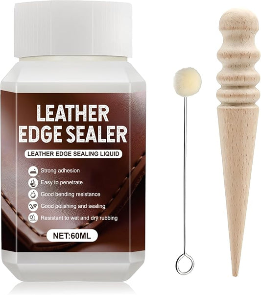 Leather Edge Sealer, Leather Burnishing Gum Smooth and Glossy Edge Finish for Bags, Wallets, Leatherwork Accessories Burnishing Tool, Becomes Transparent After Drying 60ml