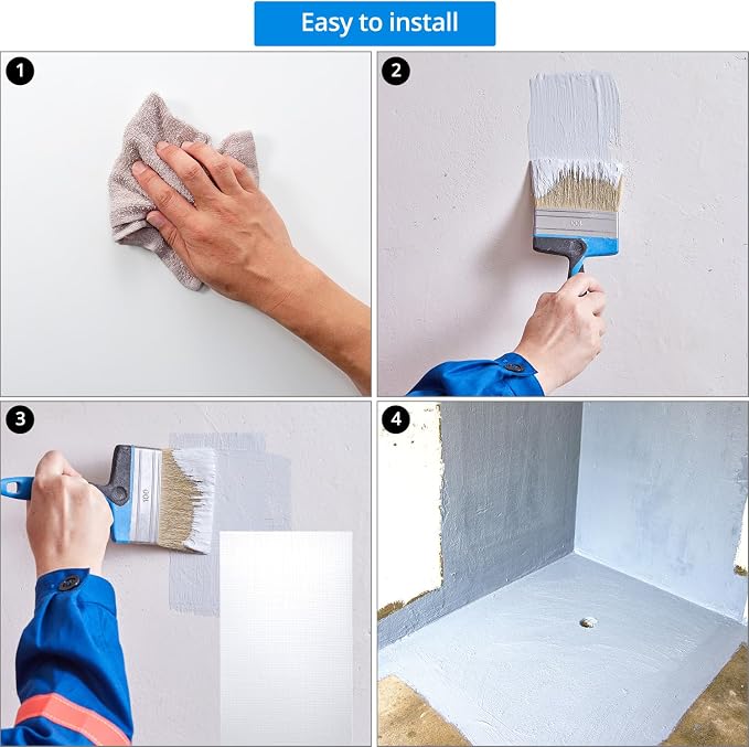 QWORK Waterproofing Membrane Fabric, 6 Inches x 328 Feet Anti-Fracture Liquid Waterproof Membranes Fiberglass Tape for Shower Wall,Leak,Seam