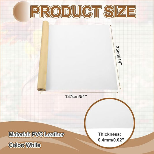MECCANIXITY Leather Repair Patch 14"x54" Self-Adhesive Leather Vinyl Repair Tape Kit for Furniture Couches Sofa Chair Car Boat Seats Jackets, White