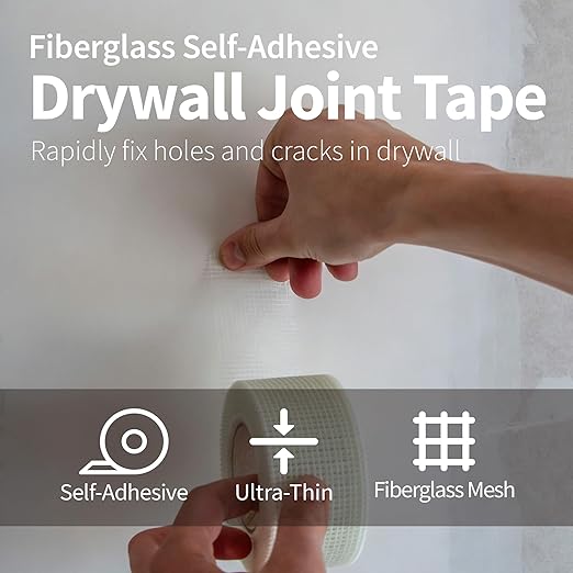Drywall Joint Tape, Self-Adhesive Fiberglass Mesh Tape for Wall Repair, 2 Inch x 33 Yd