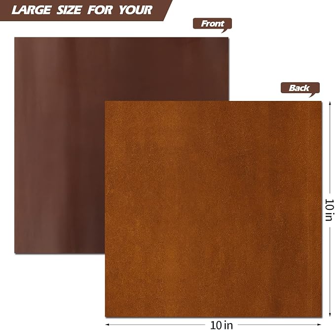 RingSun Genuine Leather Sheets for Leather Craft 10''X10'' Full Grain Leather for Tooling Craft Sewing (2mm), Dark Brown