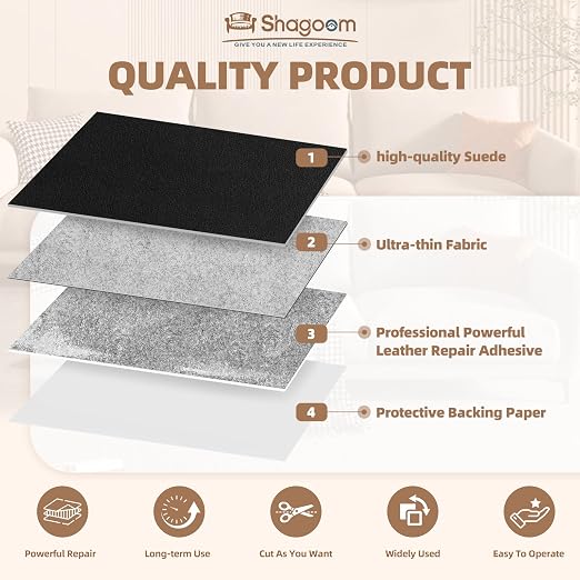 Suede Repair Patch, Large Fabric Repair Tape, Self-Adhesive Patches for Furniture, Couch, Sofa, Car Interior, Shoes, Hand Bag, Clothing (Dark Brown, 3.5X79 Inch)