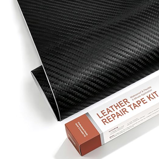 Carbon Fiber Texture PU Faux Leather Repair Tape, Self-Adhesive Patch Kit for Car Seats, Automotive Interior, Gaming Chairs, Office Chairs & Furniture, Waterproof Stick-on Roll (Black, 7.87x 85in)