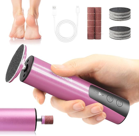 Electric Foot Callus Remover, 2 in 1 | 6 Speed Adjustable Foot File Nail Grinder with Sandpaper Disks, Professional Sander Pedicure Tool for Feet Dead Skin, Self Care Gifts for Women Mom Lover Friends