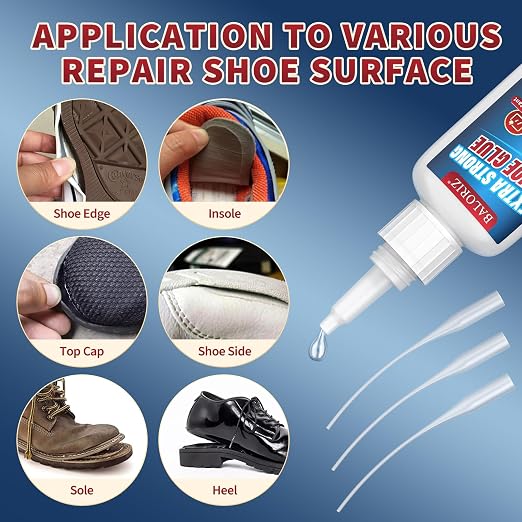 Shoe Glue 30g, Instant Glue Sole Repair Heavy Duty, Quick Dry & Strong Adhesive Repair with Anti-Clog Cap, Shoe Adhesive for Rubber Soles, Boot, Sneaker, Sandals, Leather, Handbags and More