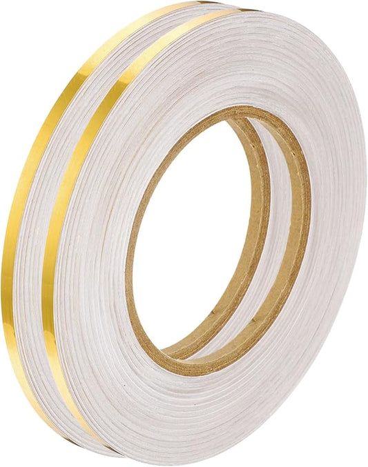 HARFINGTON 2Pcs Floor Tiles Gold Foil Lines Metallic Mirror Tape 0.2" x164 Ft Self Adhesive Decor Floor Wall Seam Sticker Waterproof Gap Sealing Tape for Kitchen Bathroom Cabinet