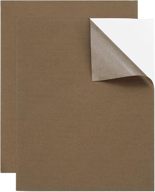 MECCANIXITY 2 Pcs Leather Repair Patch 8"x10" Self-Adhesive Leather Vinyl Repair Tape Kit for Furniture Couches Sofa Chair Car Boat Seats Jackets, Coffee