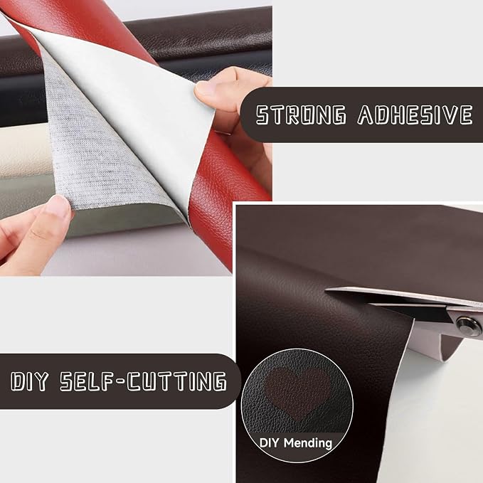 Leather Repair Patch, Self Adhesive Leather Repair, Large Leather Repair Tape for Sofa, Car Seats, Furniture, Cabinets, Chairs, Handbags （Dark Coffee, 16X157 inch