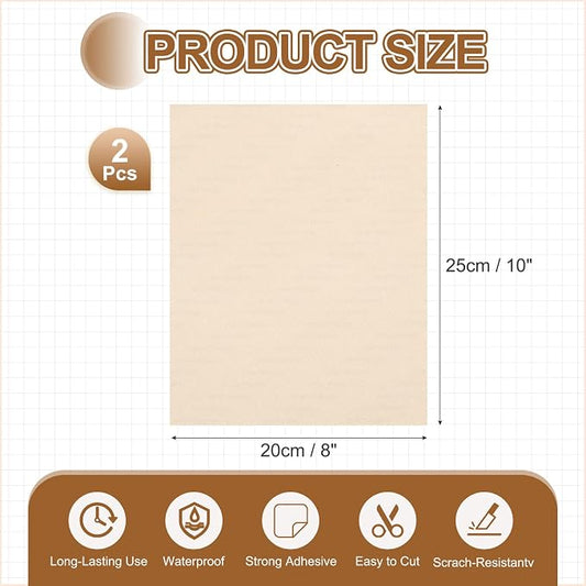 MECCANIXITY 2 Pcs Leather Repair Patch 8"x10" Self-Adhesive Leather Vinyl Repair Tape Kit for Furniture Couches Sofa Chair Car Boat Seats Jackets, Beige Yellow