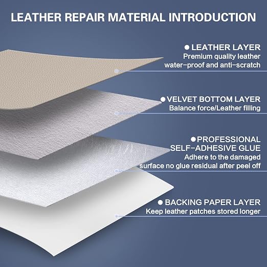Self Adhesive Leather Repair Patch Kit, 31.4 in x 16 in Large Vinyl Leather Repair Tape for Furniture, Car Seat, Couch, Sofa, Chair Ivory