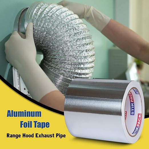 Aluminum Foil Tape 6 inch x 60ft (20 Yards) Heavy Duty HVAC Duct Tape for Ductwork – High Temperature Silver Foil Tape for Insulation, Metal Repair, Exhaust Sealing & Patching