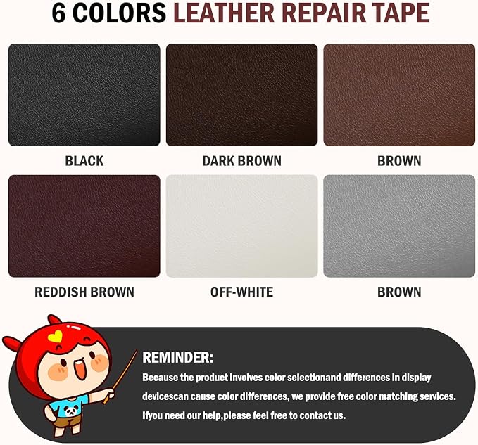 Leather Repair Patch, 17 x 79 Inch, Self Adhesive Leather Repair Tape, Large Vinyl Patch Kit, Vinyl Repair Tape, for Couches, Car Seats, Chairs, Furniture (Brown)