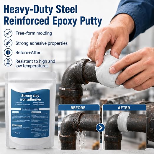 High-Strength Multi-Purpose Repair Clay,Strong Clay Iron Adhesive,High-Strength Multi-Purpose Repair Putty,All Purpose Pool 𝐂lay for Bonding Plastic Metal Ceramic Wood Tile Glass (2Pcs)