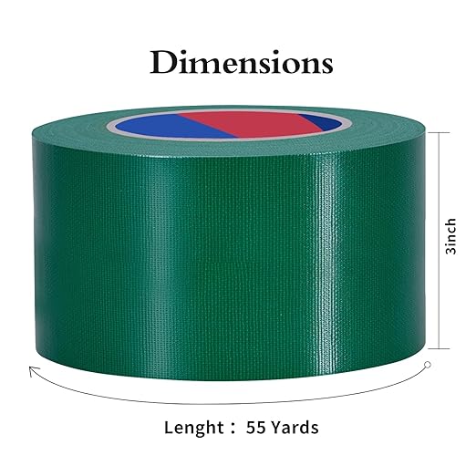 Green Heavy Duty Duct Tape, 3 Inch x 55 Yards, Industrial Grade Waterproof & UV Resistant, Strong Adhesive for Indoor Outdoor Repairs, Crafts, Home Improvement, Moving Packing and DIY Projects
