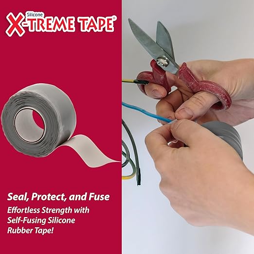 X-Treme Tape MOCAP Heavy Duty Electrical Tape, Self-Fusing Silicone Rubber, Waterproof & Insulating Flexible Tape, Electrical for Hose, Automotive, Outdoor & Repairs - 1" x 10ft Roll - Grey