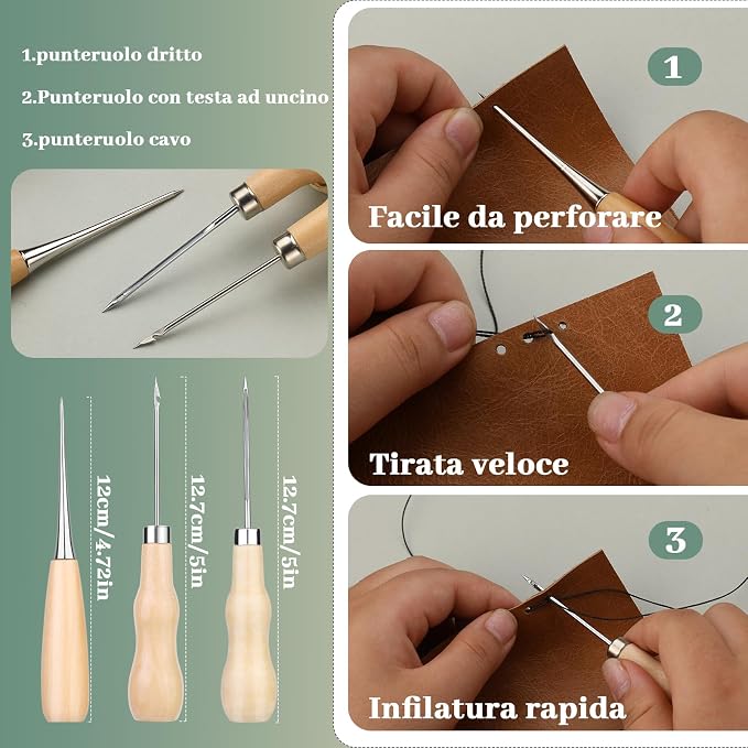 Yizzvb Heavy Duty Sewing Kit, Upholstery Thread Kit with Nylon Thread, Hand Sewing Needles, Sewing Awl, Upholstery Tools and Supplies for Carpets, Canvas, Sofa and Leather, Sewing Kit for Adults