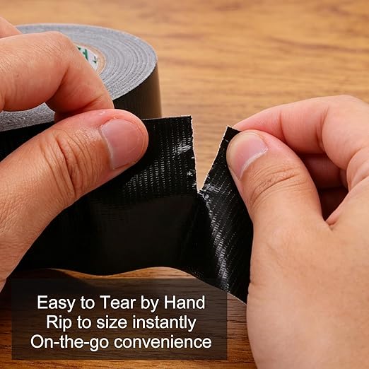 Black Duct Tape Heavy Duty, 9 Mil Thickness, 2 Inch x 30 Yards, Waterproof Strong Adhesive with No Residue, Flexible, Tear by Hand for Indoor Outdoor Repairs, DIY, Industrial & Professional Use