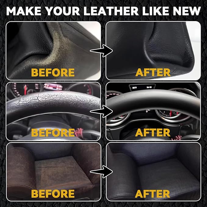 Black Leather Repair Kit for Furniture, Leather Seat Repair Kit for Cars, Easily Restore Car Interior, Sofa, Purse and Jacket, Restore Any Material with Super Easy Instructions