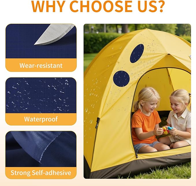 Waterproof Self-Adhesive Fabric Repair Tape - Tent Repair Kit,4pcs Nylon Fabric Patches for Jacket, Clothes, Puffer Down Jacket,Sleeping Bag, Outdoor Gear Tenacious Repairs Tape, NavyBlue