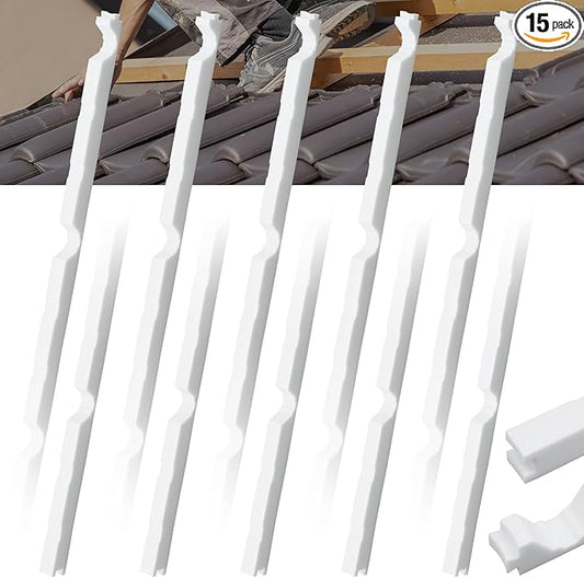 9 Inch R-Shaped Panel Foam Closure Strips for Metal Corrugated Roofing Panels, Thermal Insulation and Noise Reduction Outside Roof Closure Strips, 3ft Long Outside 9 Inch, 15 Pcs, White