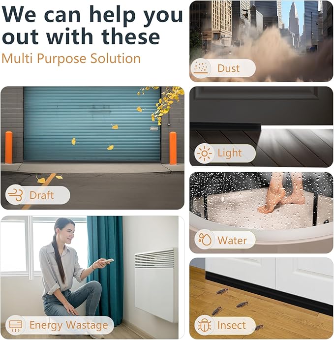 Wide Silicone Weather Stripping Door Seal with Strong Adhesive 2" x 36 ft, Extra Thick 0.08" Draft Stopper Tape for Door Frame, Side and Bottom Gaps Strip for Glass Shower, Transparent
