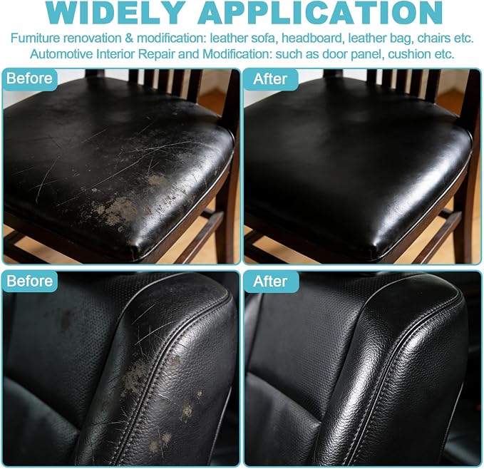 Grey Faux Leather Fabric 19"x54" - Lychee Grain Waterproof Vinyl Leather, Upholstery Material for Furniture Restoration, Car Seat Covers, Sewing and DIY Craft Projects