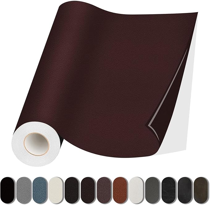 Lifeshoon Leather Repair Patch, 17X79 Inch Self Adhesive Leather Repair, Large Vinyl Patch Tape for Couches, Furniture, Car Seats, Cabinets, Wall, Handbags （Dark Brown, 17X79 Inch）