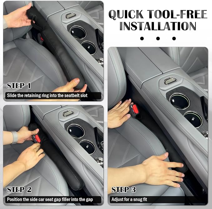 Upgraded Car Seat Gap Filler Strip with Fixed Rings,2PCS High Rebound in Between Car Seat Catcher to Reduce Item Drop Rates,Universal Between Cars Seats Blocker for Most Vehicles