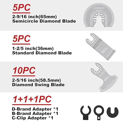 20 Pack Diamond Oscillating Tool Blade, Professional Multitool Blades, Grout Removal Blade for Oscillating Tool, Multi Tool Blades Kit for Oscillating Tool Accessories