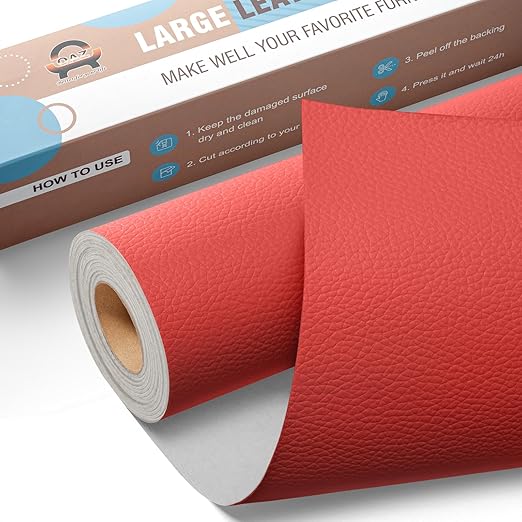 Leather Repair Kit for Furniture 16"x 31.5" Leather Tape Repair Patch Self Adhesive Sofa Vinyl Repair Patch Kit for Car Seat,Couch,Boat Seat,Chair - Red