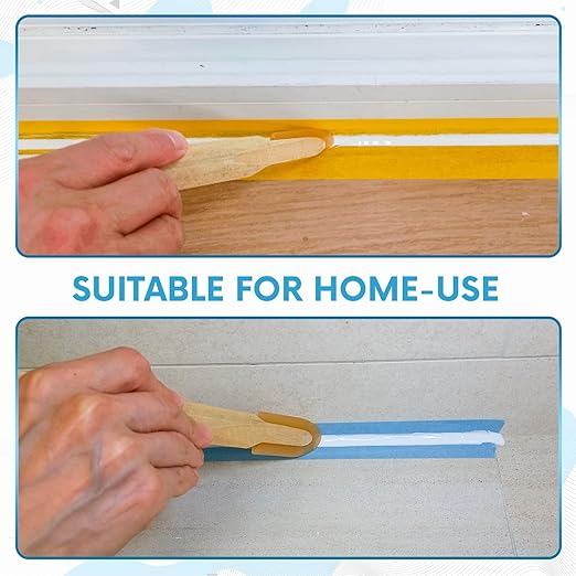 JMIBASIC Grout Caulk Finishing Tool - Assorted 4 Size Sets - Smooth Grout Sealant Silicone Caulking Tool - Rubber Spatula Spreader - Grout Sealer Applicator - Ergonomic Handle Grip (Wood)