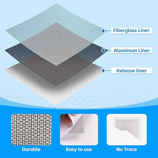 Wall Repair Patch Kit Upgraded Size, 6 Pcs 10 Inch Self Adhesive Pieces Aluminum Drywall Repair Kit, with Its Own Large Squeegee and Scraping, GMingZTong